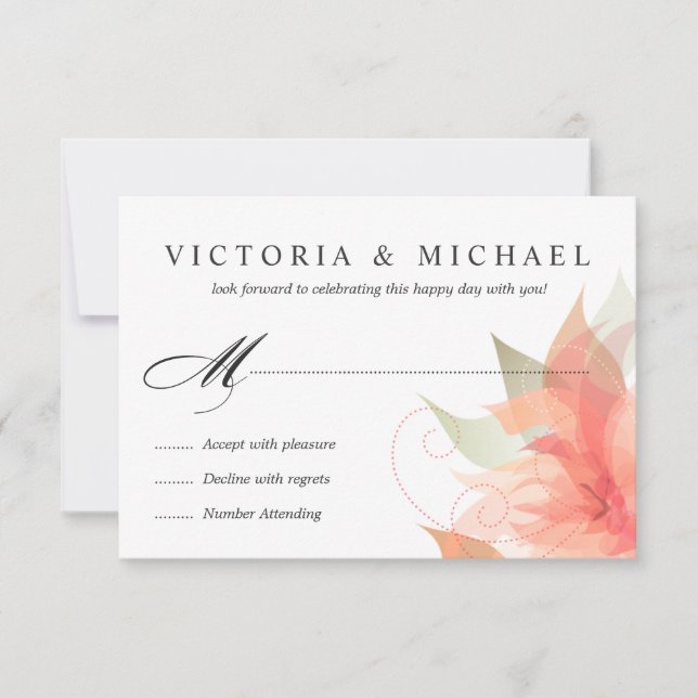 Svarskuvert 2-sidig persikoransje blommig OSA kort (Framsida)