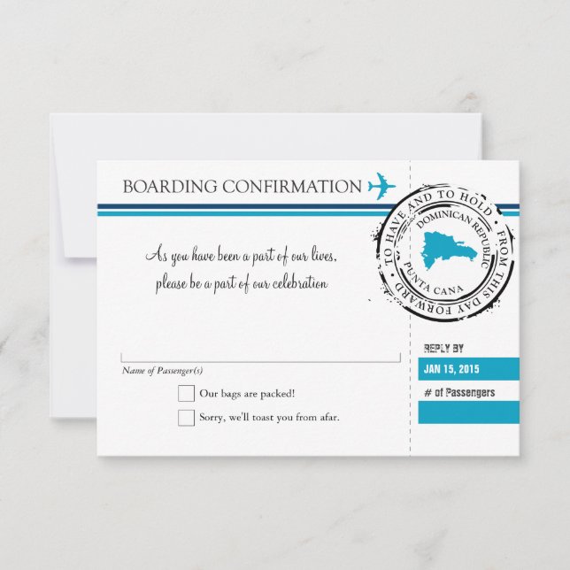 Svarsmall Boardingpass till Dominikanska Republike OSA Kort (Framsida)