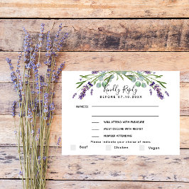 Svarsmeny för Lavender eucalyptus bröllop OSA Anteckningskort