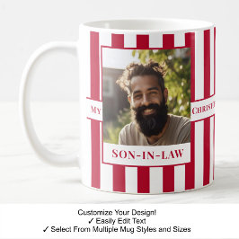 Svärson, Namn, Meddelande, Foto, Stripe Mug C81 Kaffemugg