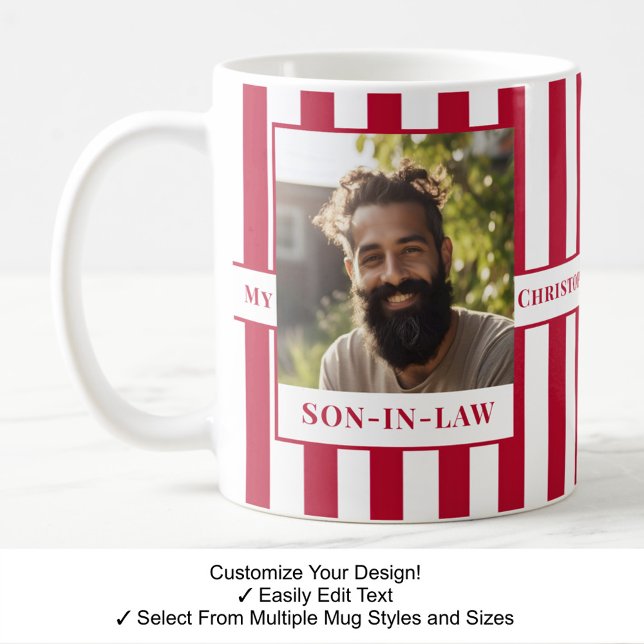 Svärson, Namn, Meddelande, Foto, Stripe Mug C81 Kaffemugg (Skapare uppladdad)