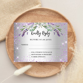SvarsOSA för greenery bröllop i Lavender silver Anteckningskort