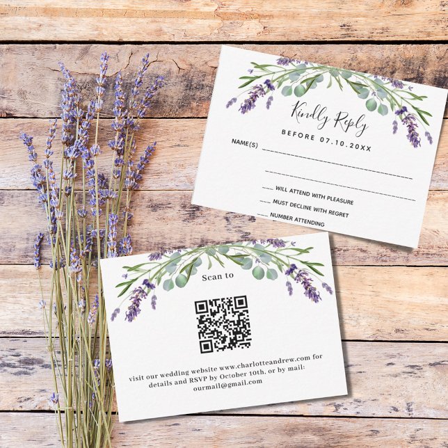 SvarsOSA för Lavender Grey QR bröllop OSA Kort (Skapare uppladdad)