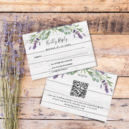 SvarsOSA för lavender, vitt trä QR-kod bröllop OSA Kort