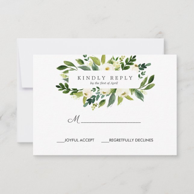 SvarsOSA för White Bloom Ram Bröllop OSA Kort (Framsida)