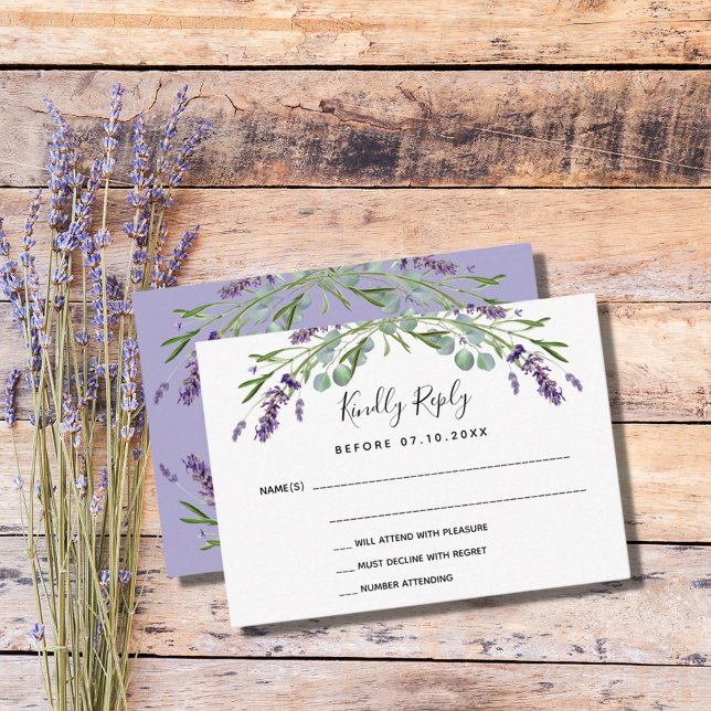 SvarsOSA i Lavender violet Greenery bröllop OSA Kort (Skapare uppladdad)