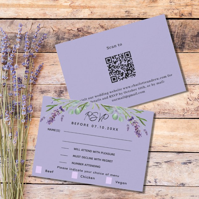 SvarsOSA på bröllop-menyn för Lavender violet Anteckningskort (Skapare uppladdad)