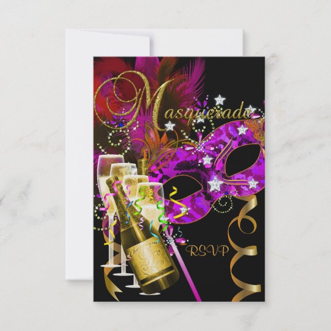 Svarssvar Masker svart Guld Rosa OSA Kort (Framsida)