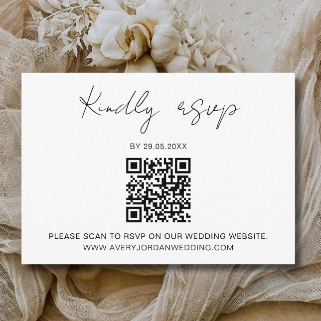Svarssvar på QR-OSA - minimalistiskt Bröllop Tilläggskort (Skapare uppladdad)