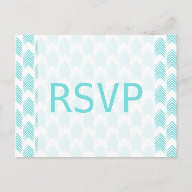 Svarsvykort för turkos stampilar inbjudan vykort (Framsida)