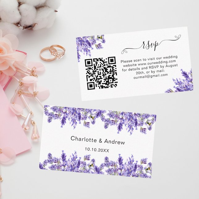 Svarswebbplats för Lavender bröllop QR-kod OSA Tilläggskort (Skapare uppladdad)