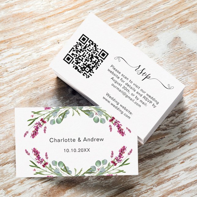 Svarswebbplats QR OSA för Lavender rosa bröllop Tilläggskort (Skapare uppladdad)
