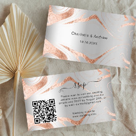 Svarswebbplats silver ro bröllop QR OSA QR-kod Tilläggskort