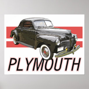 Svart 1941 Plymouth med röd grafik Poster