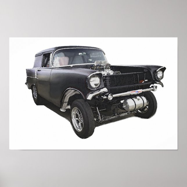 Svart 1957 Chevy sedan-leveransvagnsgaserdra Poster (Framsidan)