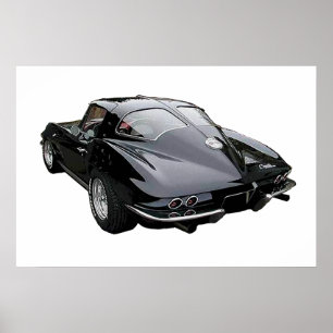 Svart 1963 Corvette Stingray Poster