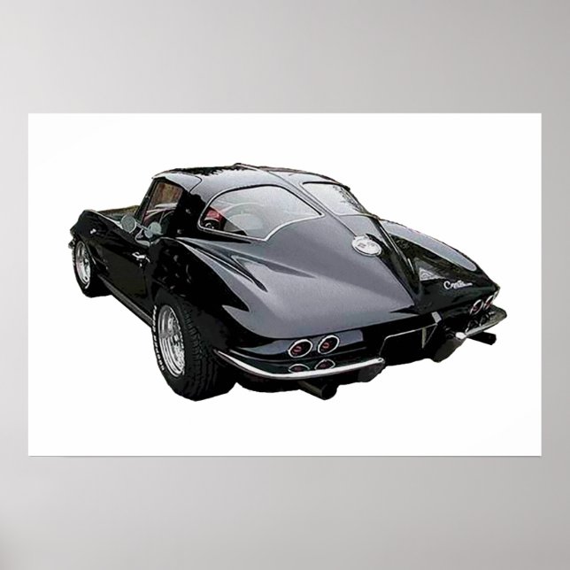 Svart 1963 Corvette Stingray Poster (Framsidan)