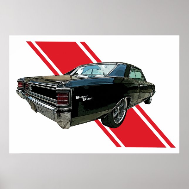 Svart 1967 Chevelle SS-poster Poster (Framsidan)