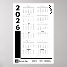 Svart 2026 Företagskalender Affisch