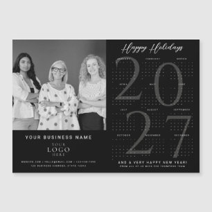 Svart 2027 kalender företagsfoto logotyp magnet