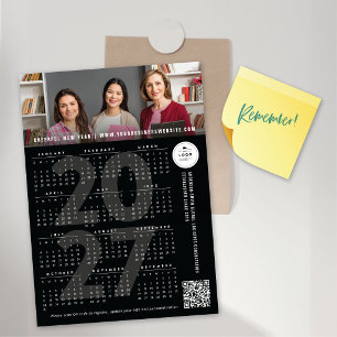 Svart 2027 kalender semestermagnetkort med foto