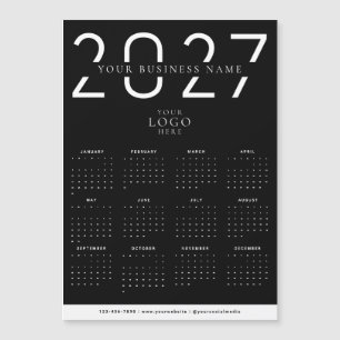 Svart 2027 Modern Kalendermarkör Magnet