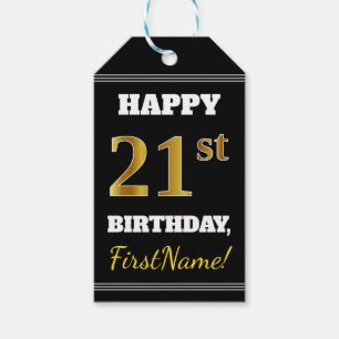 Svart 21st födelsedag för Fauxguld + Presentetikett