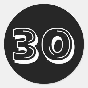 Svart 30års födelsedagklistermärkear runt klistermärke