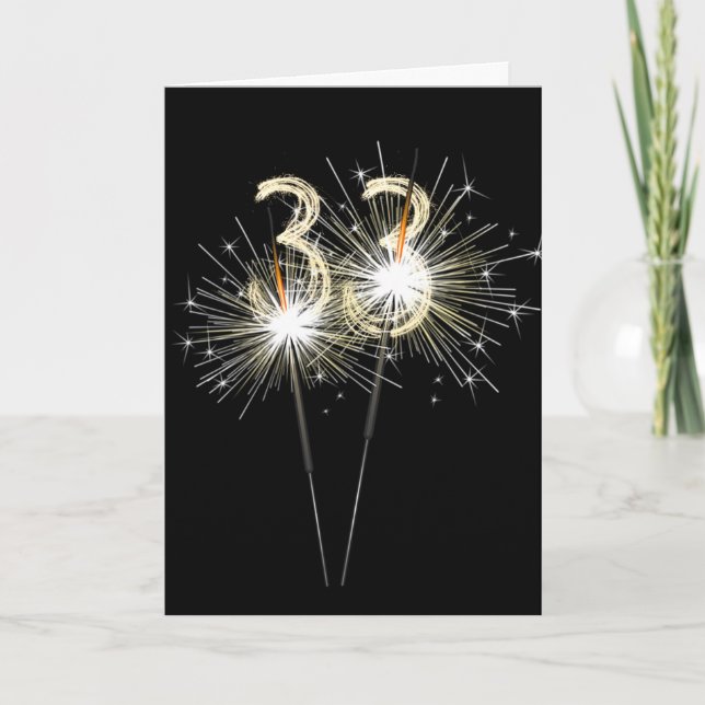 Svart 33:e födelsedagskalender kort (Framsida)