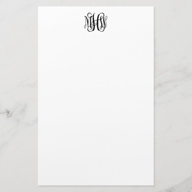 Svart 3 Initial Vinstext Monogram Gör-det-själv BG Brevpapper (Framsida)