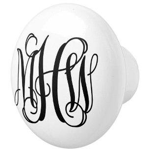 Svart 3 Initial Vinstock Skript Monogram Gör-det-s Knopp