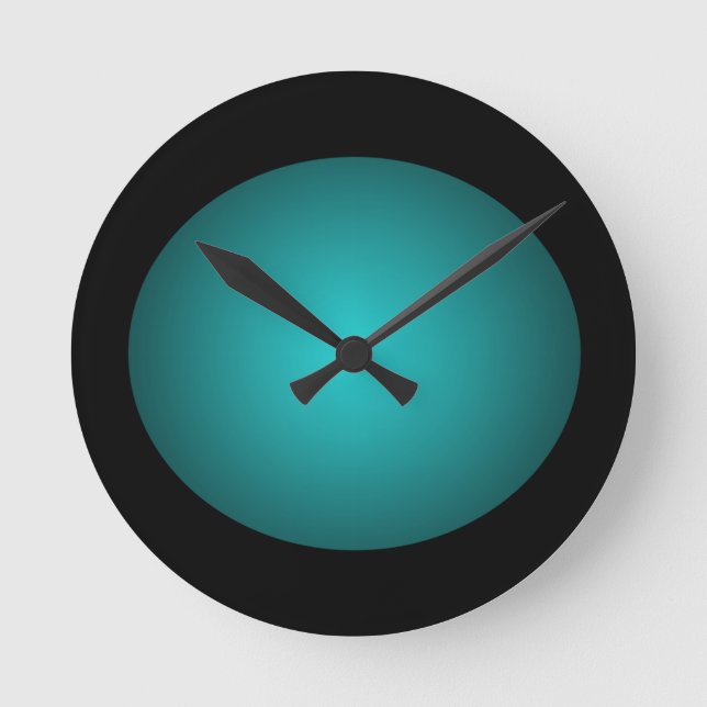 Svart 3D-designturkos Boll Clock Rund Klocka (Framsida)