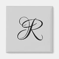Svart 3D kalligrafi initialbokstav | Pastellgrå