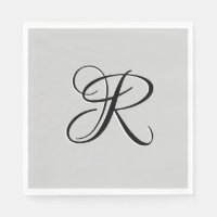 Svart 3D kalligrafi initialbokstav | Pastellgrå