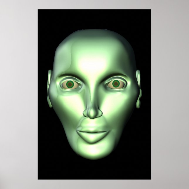 Svart 3D utomjordisk huvudbonad Poster (Framsidan)
