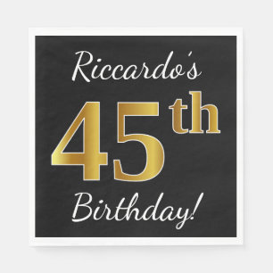 Svart 45th födelsedag för Fauxguld + Pappersservett