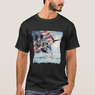 Svart 4:e juli Herrarnas Amerikanska Flagga och Ör T Shirt