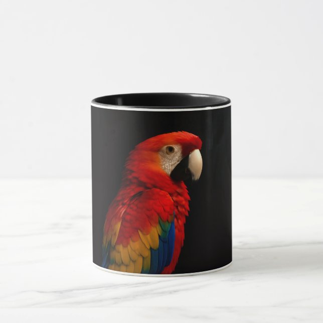 Svart 4 Luxe Combo-mugg med scharlakansröd papegoj Mugg (Center)