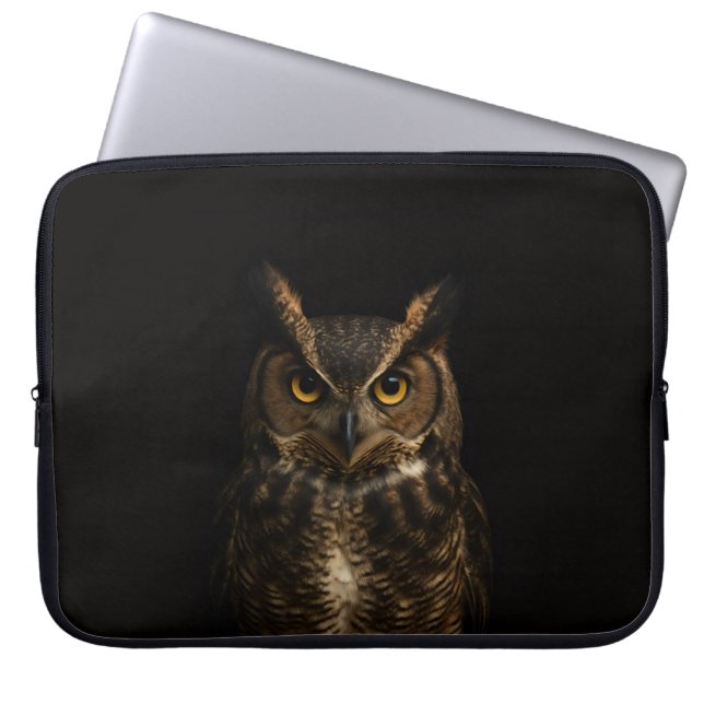 Svart 4 Luxe datorslida, Gyllene Uggleögon Laptop Fodral (Framsidan)