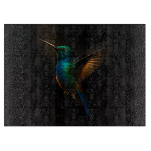 Svart 4 Luxe Glas bräda Kolibri i flykt