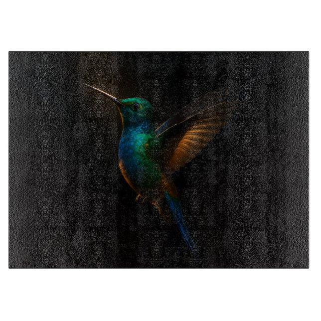 Svart 4 Luxe Glas bräda Kolibri i flykt (Framsidan)