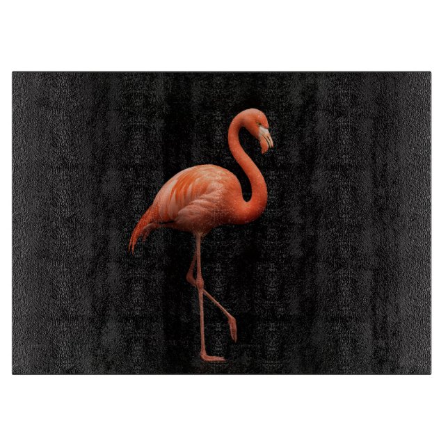 Svart 4 Luxe Glas bräda Rosa Flamingo (Framsidan)