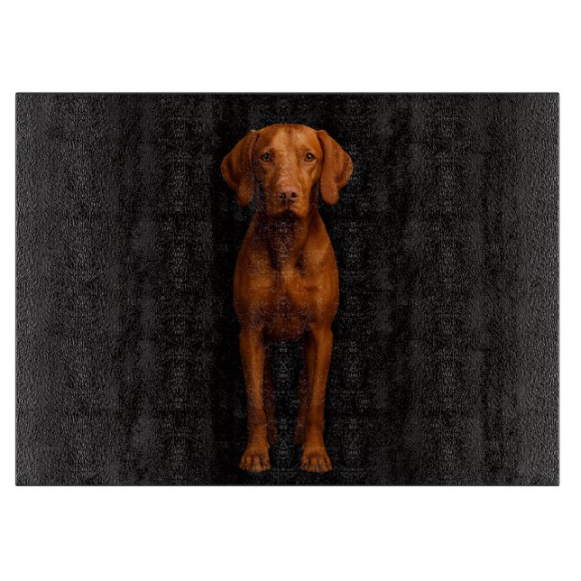 Svart 4 Luxe Glas skärbräda Agile Vizsla Hund (Framsidan)