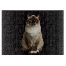 Svart 4 Luxe Glas skärbräda Burmesisk Katt