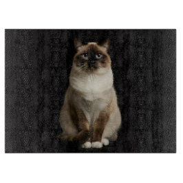 Svart 4 Luxe Glas skärbräda Burmesisk Katt