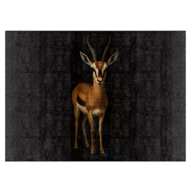 Svart 4 Luxe Glas skärbräda Elegant Gazella (Framsidan)