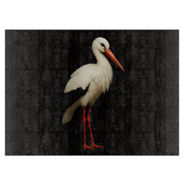 Svart 4 Luxe Glas skärbräda Elegant Stork (Framsidan)