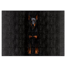 Svart 4 Luxe Glas skärbräda Guardian Doberman