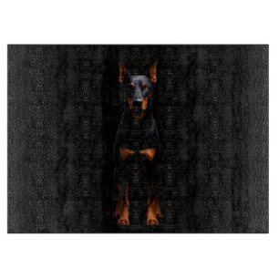Svart 4 Luxe Glas skärbräda Guardian Doberman