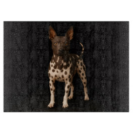 Svart 4 Luxe Glas skärbräda Hairless Terrier